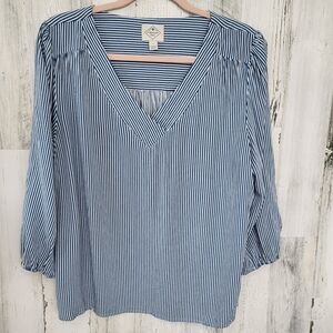 Blue/White Pinstripe Top 3/4 Sleeves